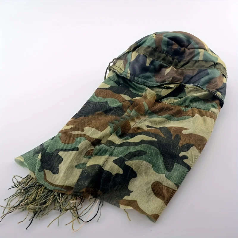 Outdoor Adult Hunting Ghillie Hood Camouflage Head Cover for Ghillie Suit Mosquito Net Hood Bird Watching Photography Mask