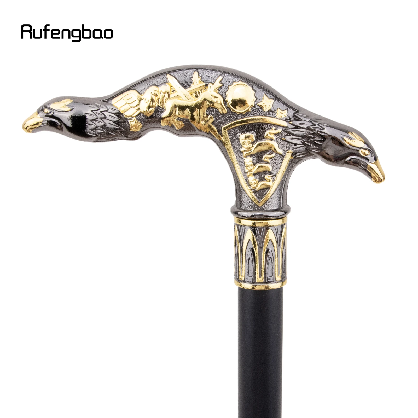 Golden Black Eagle Head Walking Stick Fashion Cane Plate Cosplay Crosier Stick 93cm Performance Stage Cane view 4