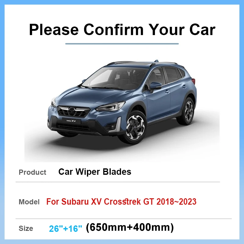 Wiper Blades For Subaru XV Crosstrek GT MK2 2018~2023 Front Rear Set Windshield Windscreen Cleaning Replacement Car Accessories