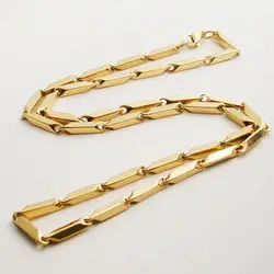 Wholesale Jewelry --  50/55 cm x 3 mm Titanium steel Gold Color Stick Chain Necklaces for Men Fashion Jewelry Hip Hop