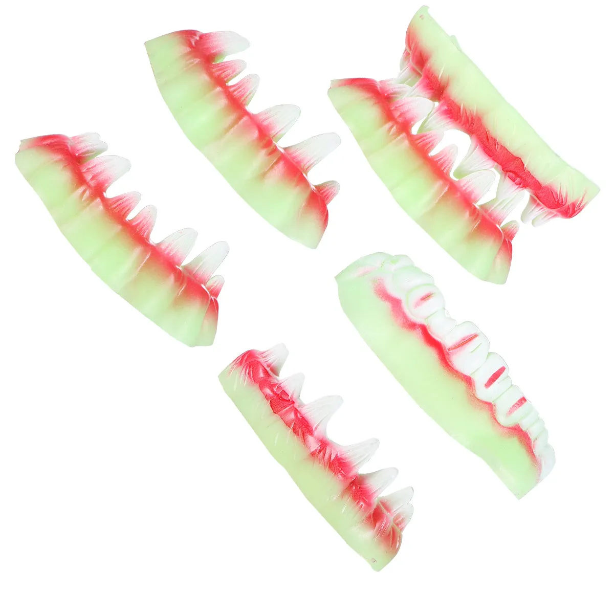 

5 шт. светящихся в темноте искусственных зубов для Хэллоуина, Пасхи, розыгрышей, жуткий декор из искусственных зубов