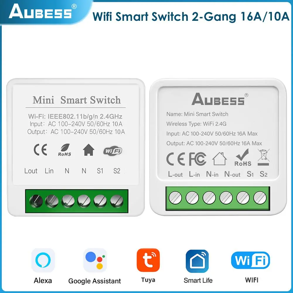 Breaker Switch Modul 10a Fernbedienung Smart Switch Mini Wifi Wireless Switches Tuya kompatibel mit Alexa Home