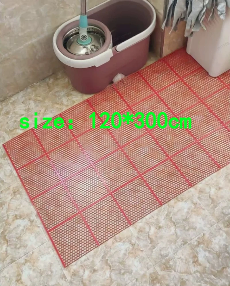 

120*300cm Thick Hollow Grid Drain Bathroom Mat, Solid Plastic Anti-Slip Shower Rubber Pad Suitable for Elderly