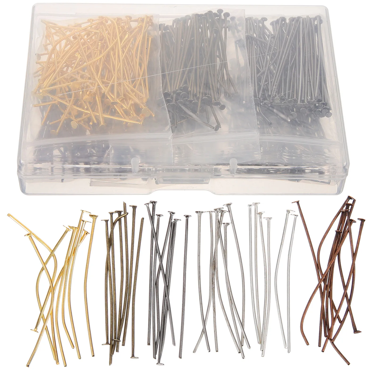 

600 pcs Head Pins Bead Head Pins Transparent DIY Craft Beads Tools Mixed Color Jewelry Making Supplies Sturdy Metal