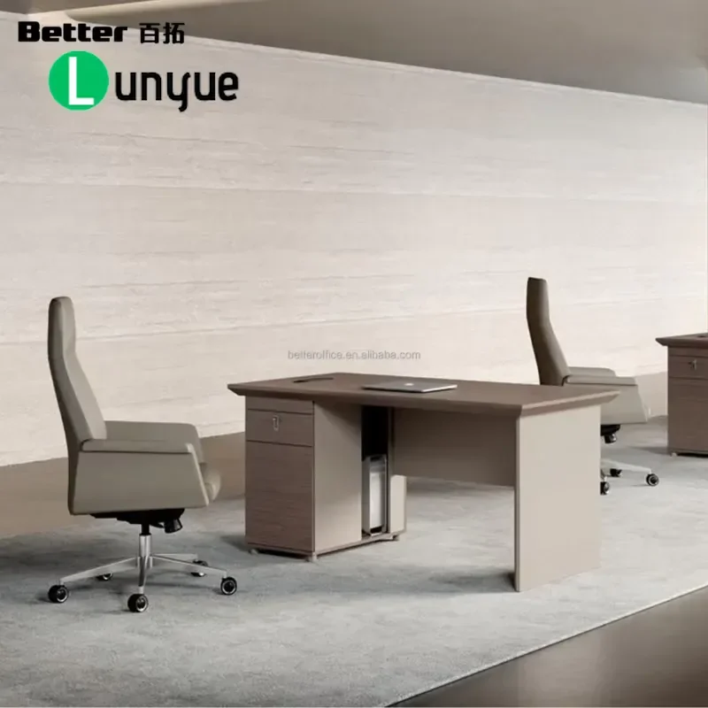 Modern Wooden I Shaped Office Desk Computer Workbench for Boss Manager Administrative Staff Home Office Furniture Sturdy