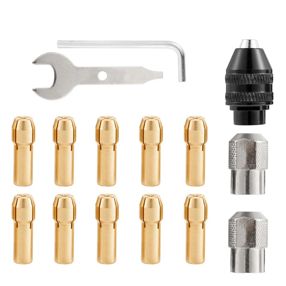 15pcs Drill Chuck Collet Set 0.8-3.2mm Electric Drill Bit Collet 75mm Drill Chuck Replacement Chucks Full Chuck Chuck Set