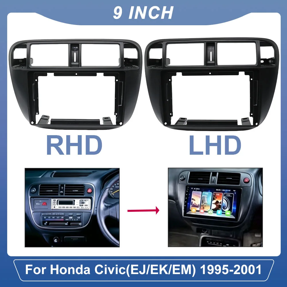 9 Inch Dash Install Kit for Honda Civic 1995-2001 Fascia Panel Radio Bezel Cover Plate
