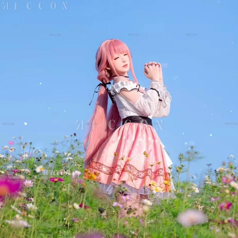 إنفينيتي نيكي تأثيري حلي شعر مستعار لوليتا تنورة مجموعة النساء Kawaii الفتيات الحلو الوردي الشعر الإناث لعبة الهالوين الكبار الاطفال البدلة