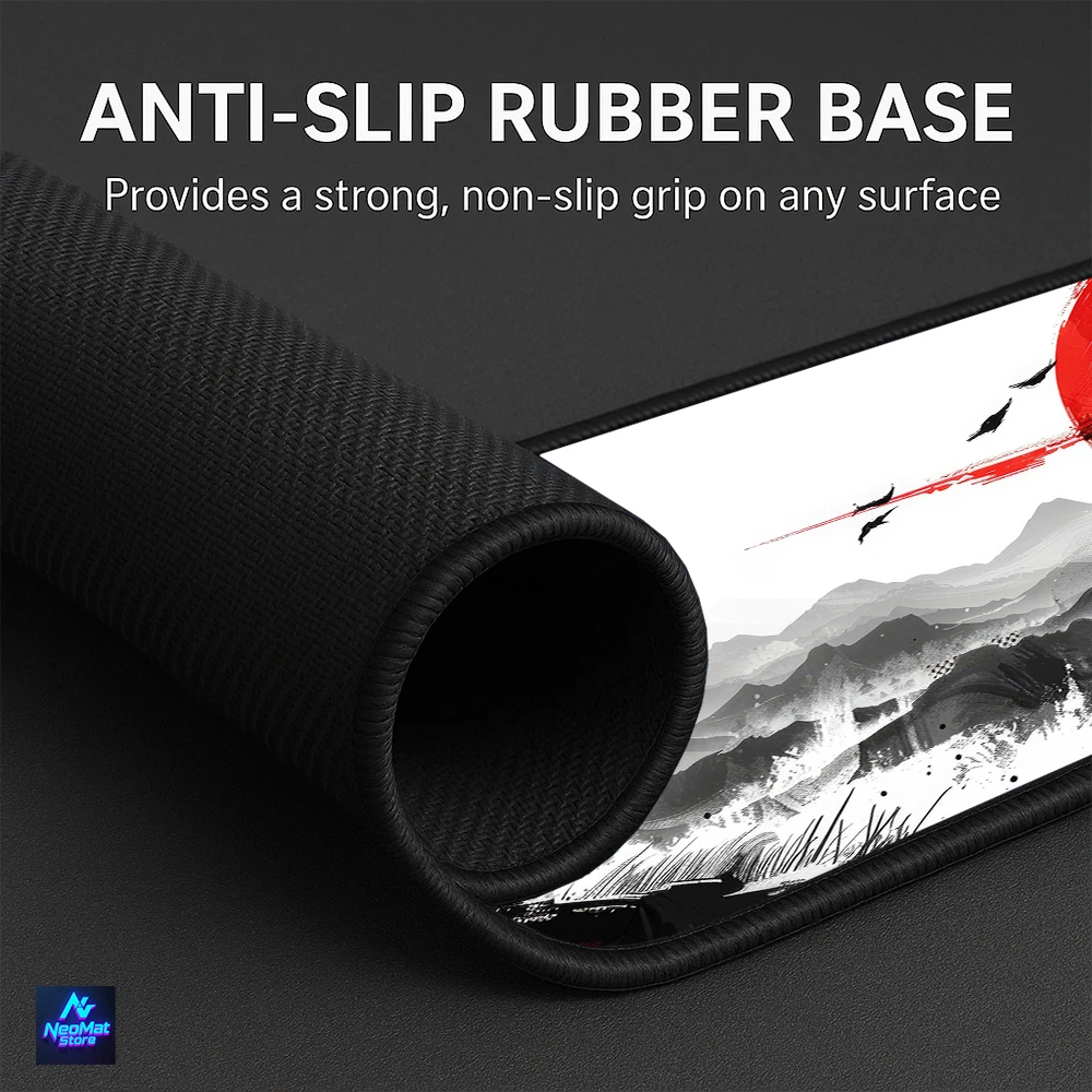 Monte fuji mousepad samurai acessórios de mesa grande tapete de computador preto e branco mouse pad antiderrapante teclado anime