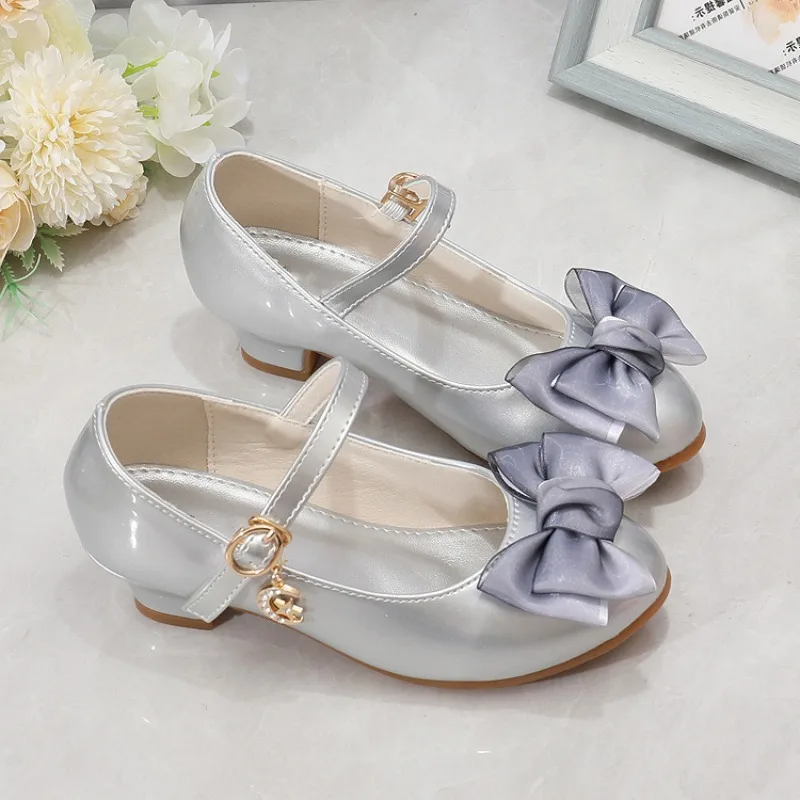 Girls' Princess Shoes 2026 Spring and Autumn New Kid's Soft Soled Leather Shoe Casual Comfortable Fashionable Bow High Heels