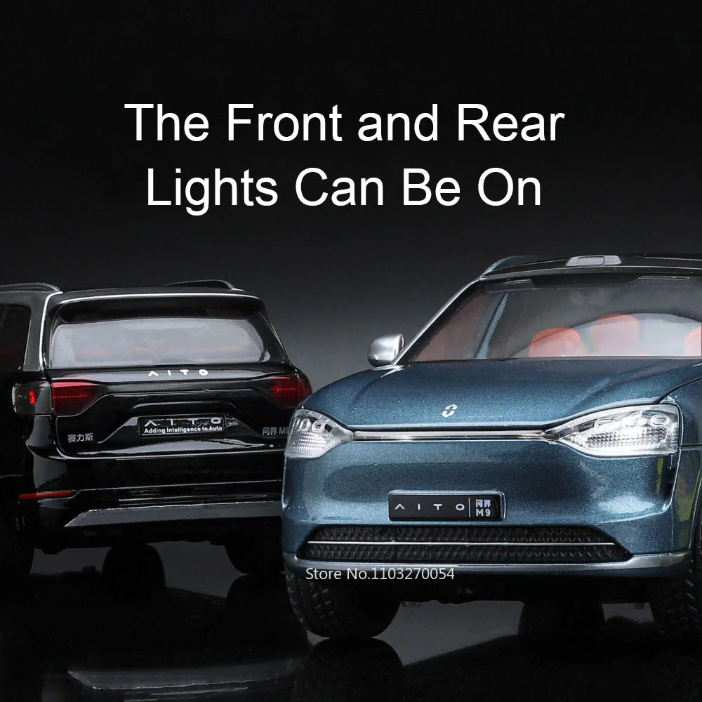 1:24 Sailux AITO M9 Diecast نماذج اللعب سبيكة سيارة زخرفة ضوء الصوت التراجع الأبواب مفتوحة سيارات مصغرة هدايا الأطفال