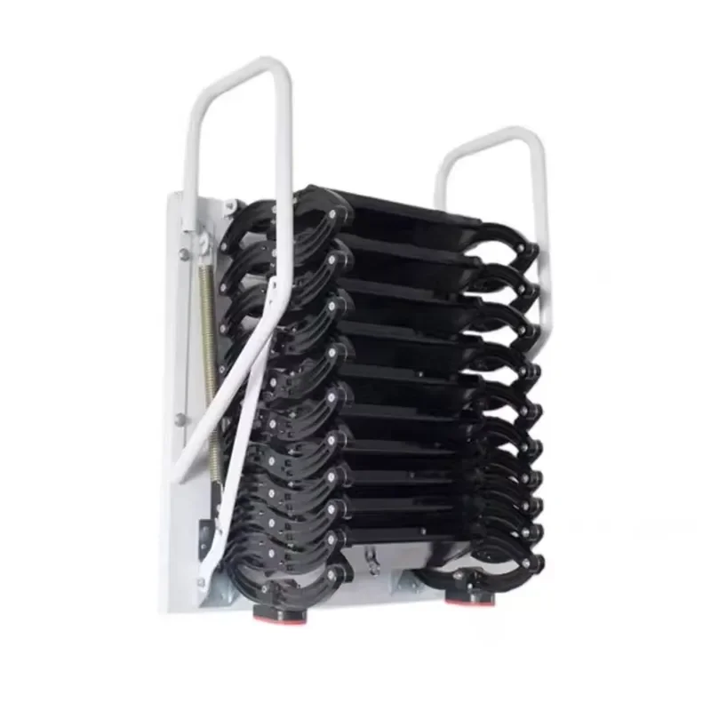 Aluminum Alloy Single Step Extension Scissor Ladder Wire Rope Sling for Loft Attic or Restaurant