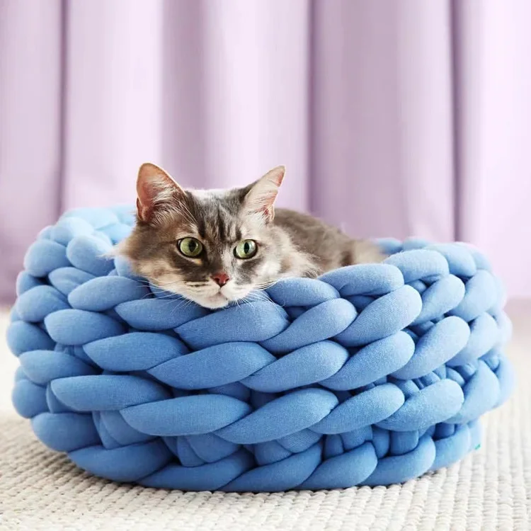 New Products Core Cotton Coarse Cloth Line Machine Wash Pure Hand-knitted Pet Cat and Dog Kennel