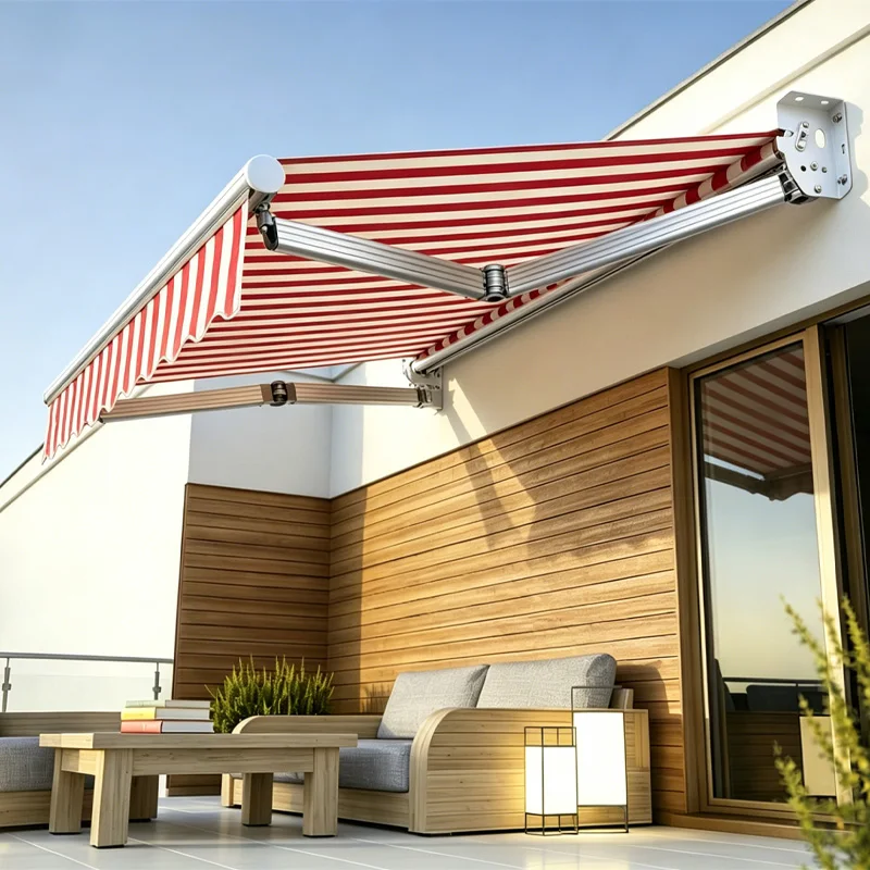 Durable Retractable Aluminum Alloy Modern Design Eco-Friendly Patio Awning Electric/Manual Control Waterproof Windproof Outdoor