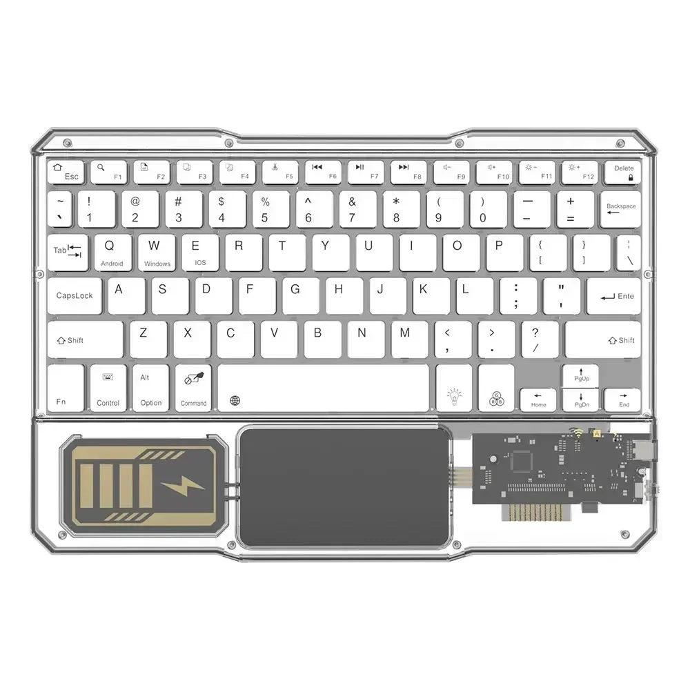 Transparent Bluetooth Keyboard Rechargeable Wireless Keyboard with Touchpad for iPad Android iOS Windows PC Tablet