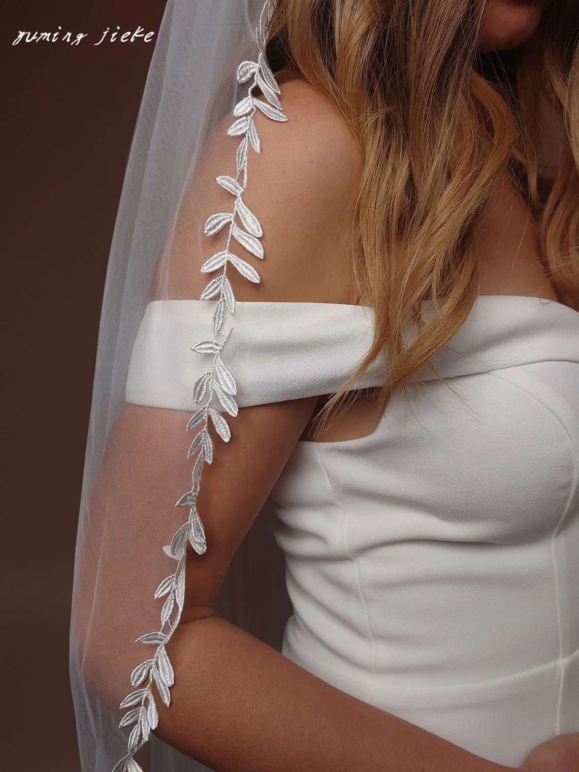 Voile de Mariage en Dentelle à 1 Couche, Longueur du Bout des Doigts, pour Patients