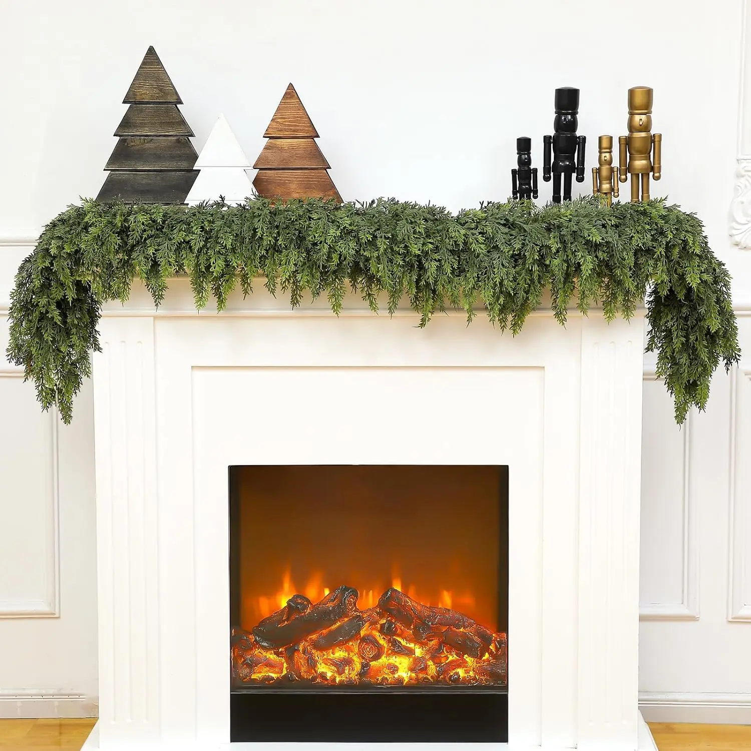 

1 Piece of 6-Foot Christmas Artificial Cedar Wreath, Home Fireplace, Indoor and Outdoor Holiday Party Decoration