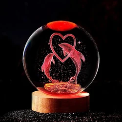 3D Dolphin Crystal Ball Color night light,Birthday girlfriend classmate wife children christmas Valentine's Day  gift