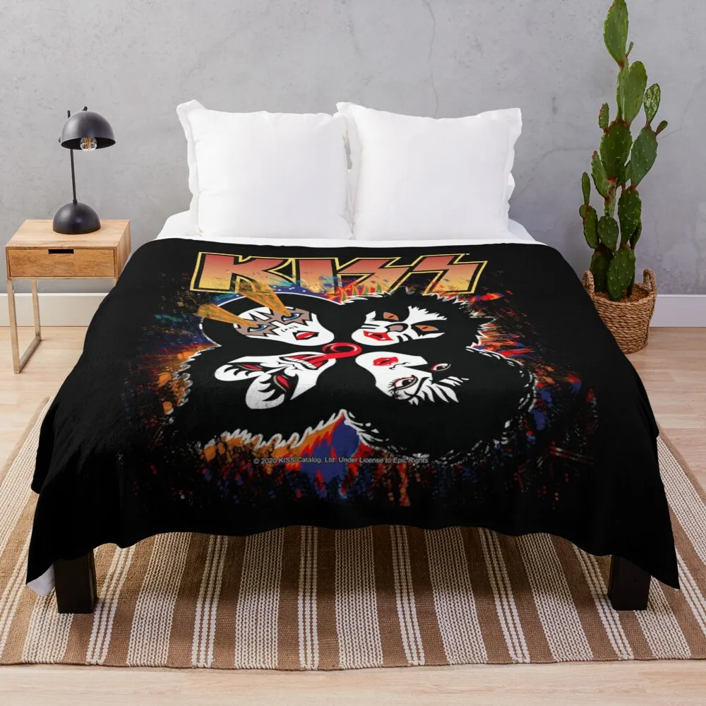 

KISS  the Band - Rock and Roll Over Splash Logo Throw Blanket bed plaid Warm Blanket Giant Sofa Blanket Bed Fashionable Blanket