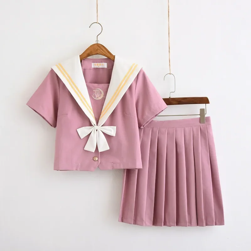 2024 new Japanese school uniforms sailor tops+tie+skirt Navy style Students clothes for Girl Plus size Lala Cheerleader clothing