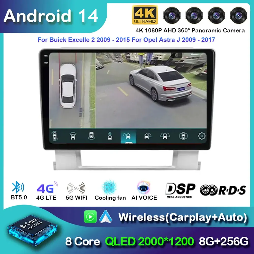 Android 14 For Buick Excelle 2 2009 - 2015 For Opel Astra J 2009 - 2017 Car Radio Multimedia Video Player Navigation Stereo GPS