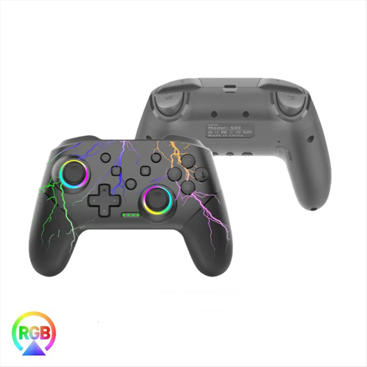 ♋♐…BUY S80 Wireless Controller for Switch2/Switch/Lite/OLED Bluetooth Controller RGB Lighting 6-+Vibration+Turbo