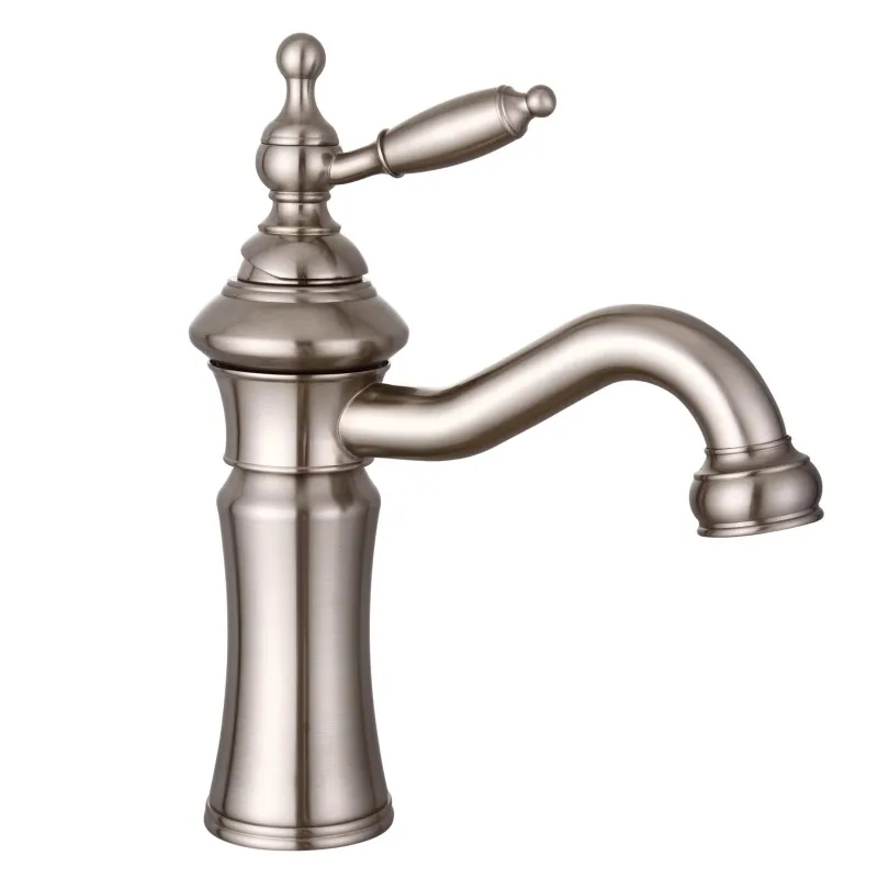 

American nickel brushed single-hole wash basin faucet, cold and hot water single handle under the counter, cream color all-coppe