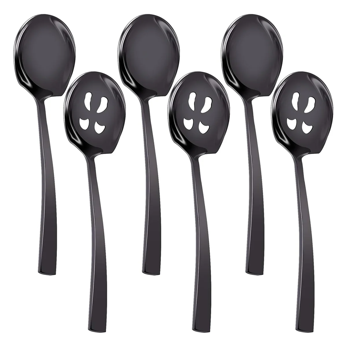 2026 Trend 6pcs Serving Spoons and Slotted Spoons Set,9inch Stainless Steel Serving Utensils Set for Buffet Banquet Kitchen