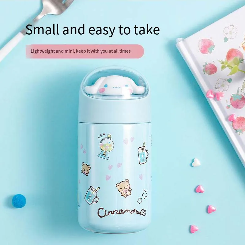 Miniso Doll Thermos Cup My Melody Cinnamoroll Pom Pom Purin Cute Cartoon Thermal Cup Portable Travel Cup Student Christmas Gifts