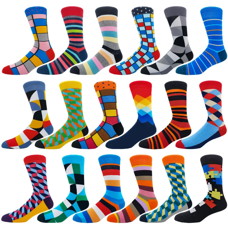 

Hot Sale Combed Cotton Fashion Hip Hop Men women Socks Lattice Harajuku Skateboard Happy Socks Funny Sokken