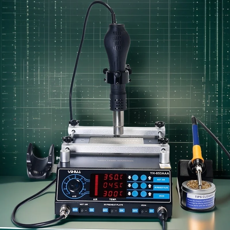 

YIHUA 853AAA 1200W Preheating Soldering Iron Hot Air Gun Soldering Station 3 In 1 BGA Rework Station Phone Repair Tool