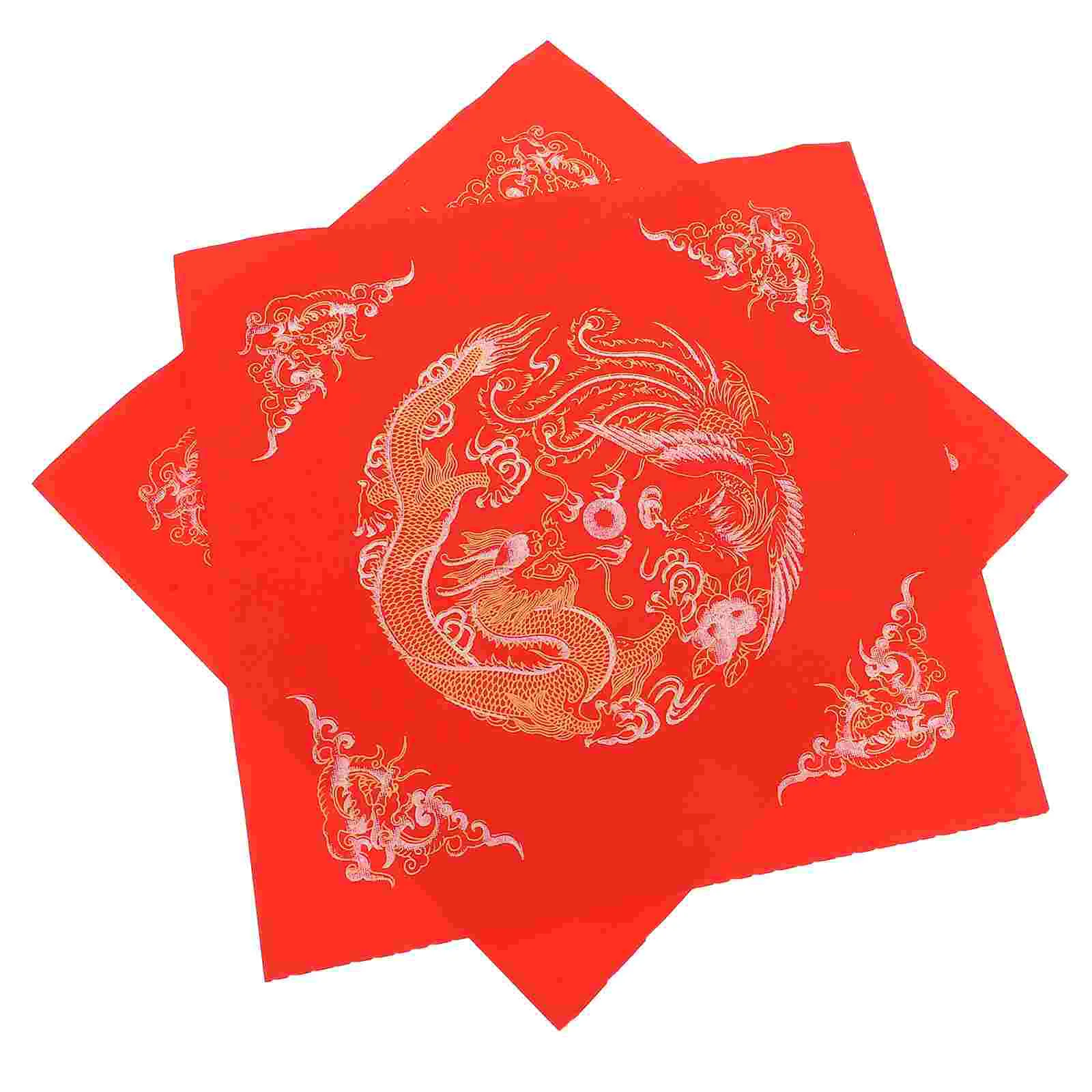 40 Pcs Decorate Red Paper Fight Chinese Spring Festival Scrolls Rice Fu Character New Year Party Decoration