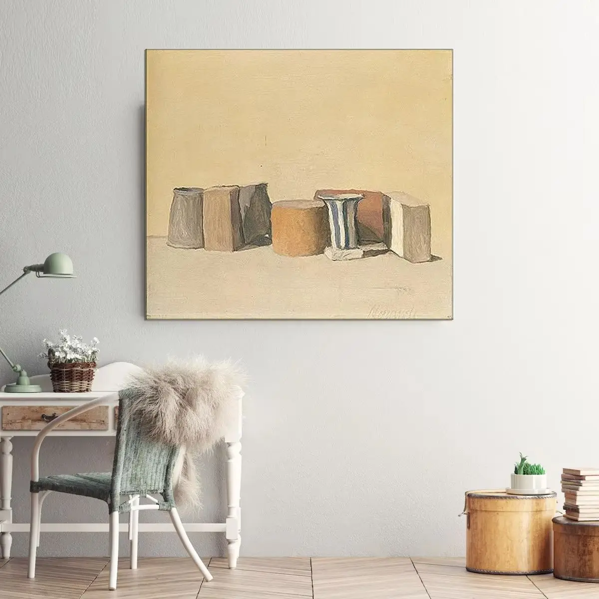 Handmade Giorgio Morandi Natura Morta Still Life Famous Oil Painting Canvas Nordic Minimalist Wall Art Living Room Home Decor