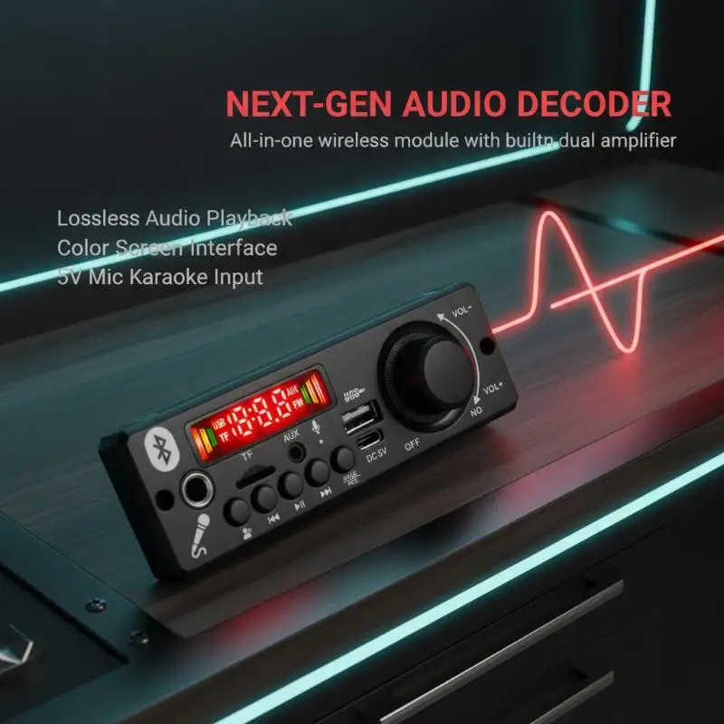 2*3W Bluetooth Amplifier MP3 WMA Decoder Board DC 5V Wireless Car Audio Player TF USB FM Mic Music Player