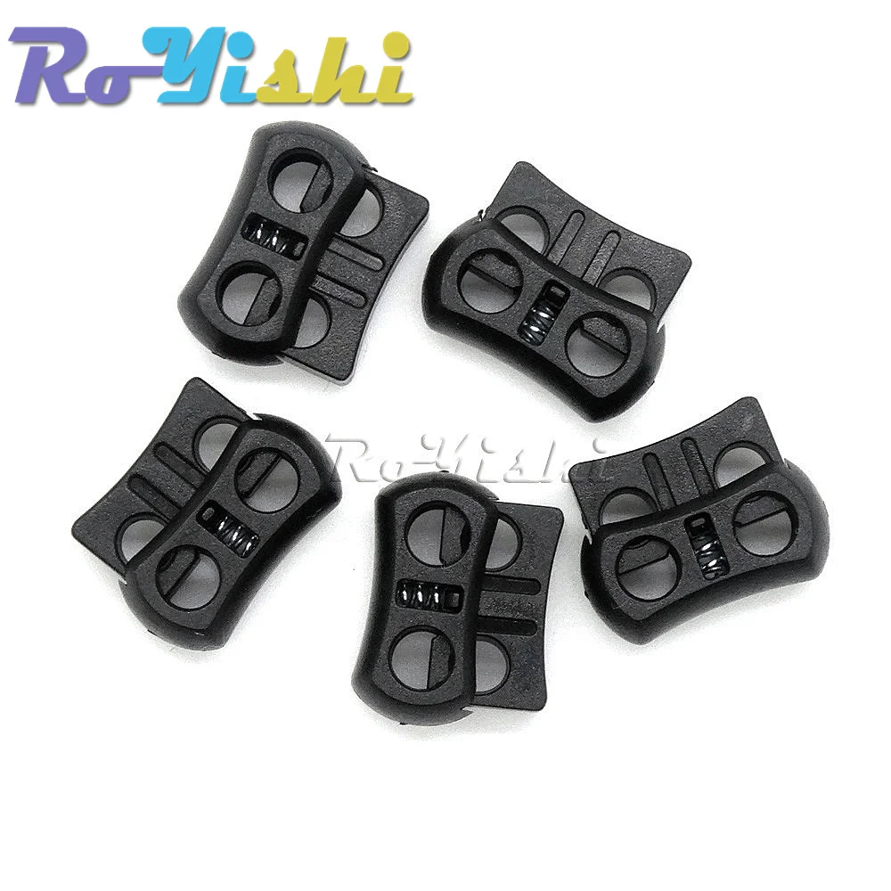 10 Pcs/Pack 2 Holes Cord Lock Toggle Stopper Plastic toggle clip  Black 15mm*20mm*7.5mm