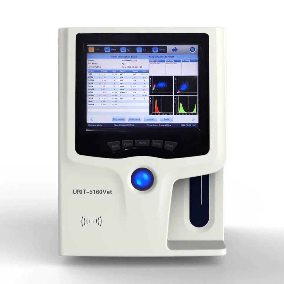 RuiBa 2024 Hot Selling URIT5160/Vet  Auto CBC  Test Machine Big Touch Screen Automatic 5 Part Diff  Analyzer