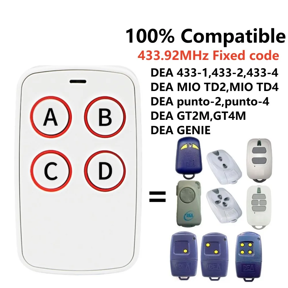 DEA GT2M GT4M 433,92mhz Garage Remote Control DEA Fixed Code Garage Command DEA Gate Remote Transmitter MIO TD2 TD4 Punto-2/4