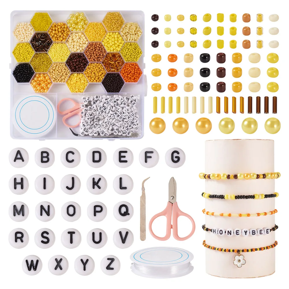 1Set Bees Theme ABS & Acrylic Beads Jewelry Making Finding Kit For DIY Jewelry Making Birthday Party Children's Day Gifts