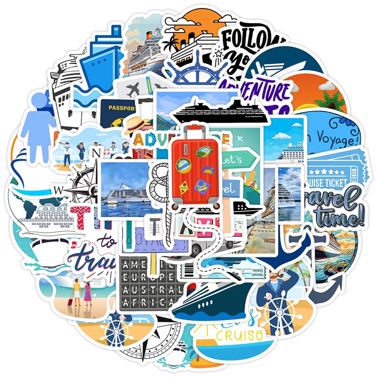 50 Uds. Pegatinas divertidas de dibujos animados de navegación Bule Graffiti crucero decoración de vacaciones DIY juguetes portátil guitarra bicicleta monopatín calcomanías
