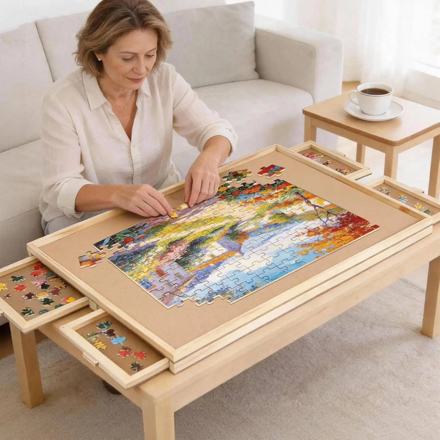 2000 Piece Rotating Puzzle Board with 4 Drawers, 40.16