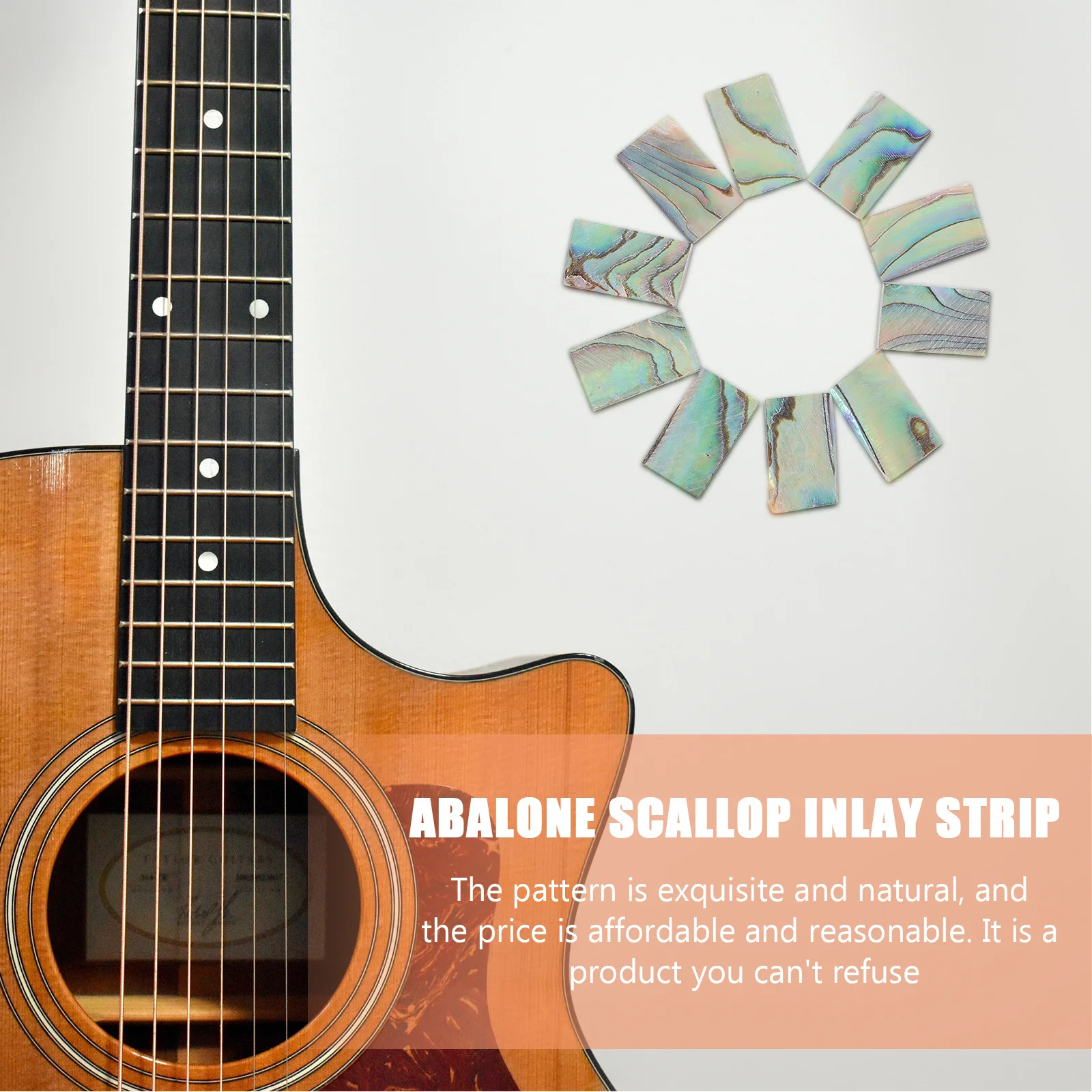 

10pcs Abalone Shell Inlay Strips Natural Guitar Sound Hole Decoration Diy Musical Instrument Mouth Wheel Ornament