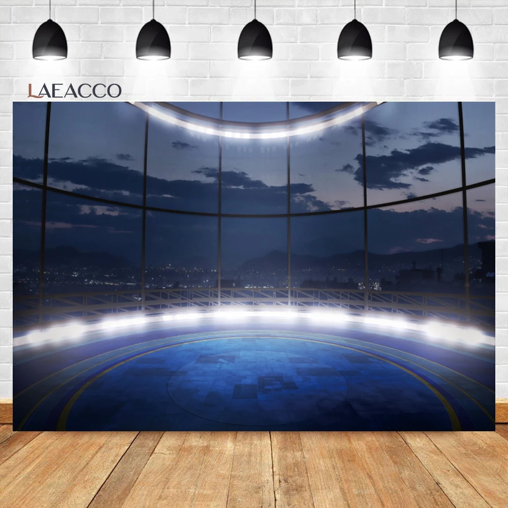 Laeacco Luxury Office Backdrop French Window City Aerial Skyscraper Glass City Landscape Adult Portrait Photography Background