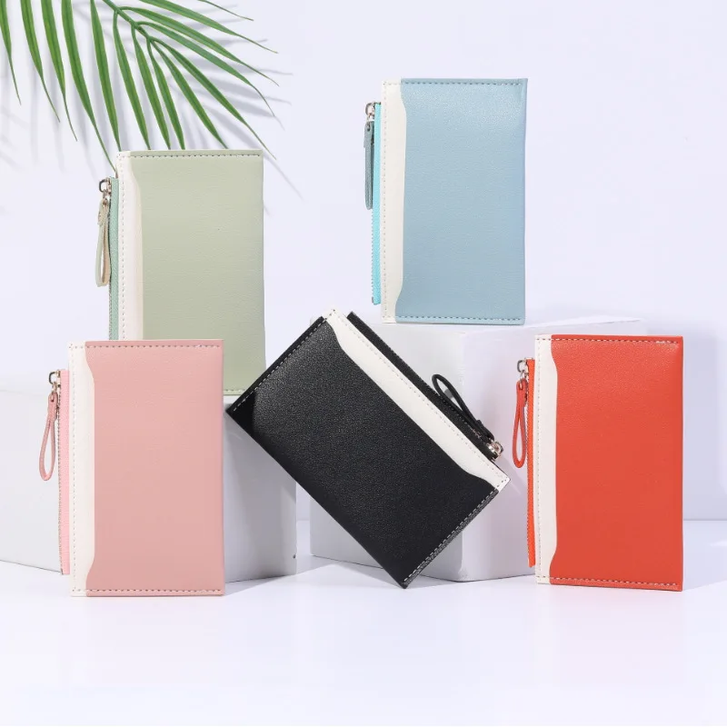 1pcs women's fashion card bag small fresh color combination ultra-thin delicate card document clip simple lightweight small coin