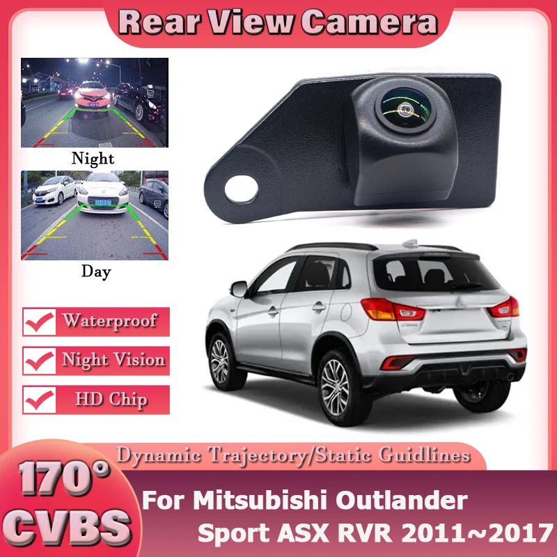 

170-градусная камера заднего вида 1080X720P HD CCD для Mitsubishi Outlander Sport ASX RVR 2011 ~ 2017, резервный кронштейн, освещение номерного знака