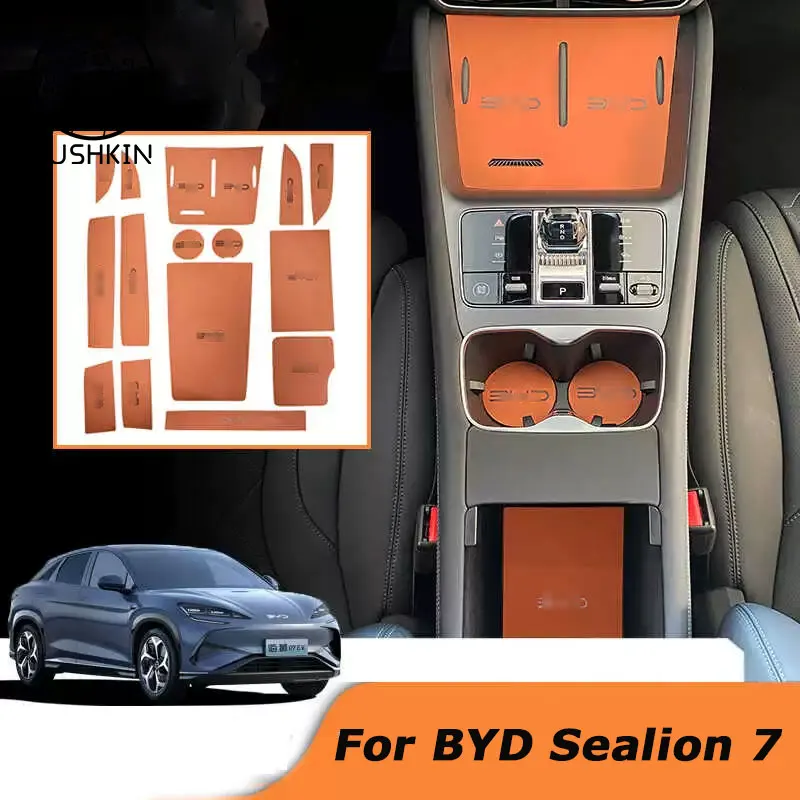 For BYD Sealion 07 7 EV 2024 2025 Anti-Slip Gate Slot Mat Door Groove Pad Cup Holder Interior Accessories Rubber Accessories