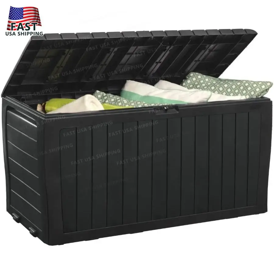 Keter Marvel Plus 71 Gallon Resin Deck Box-Organization and Storage for Patio Furniture Outdoor Cushions Throw Pillows Garden T