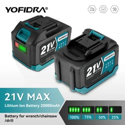 YOFIDRA Rechargeable Lithium Ion Battery 3.0Ah 4.0Ah Lithium Ion Battery Li-ion Battery for Electric Wrench Chainsaw Power Tool