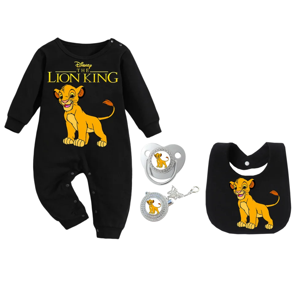 

Черный детский костюм для ползания, детское нижнее белье, пижамы с длинными рукавами, нагрудник с мультяшным принтом, комплект из 4 предметов для новорожденных, тканевая детская игрушка