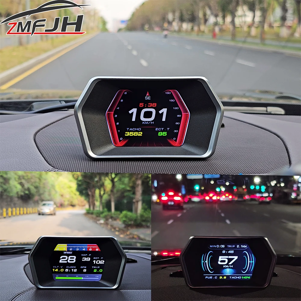 OBD+ GPS Dual System Head Up Display GPS Speedometer With Overspeed Alarm Voltage Water Temp Tachometer On Board Computer