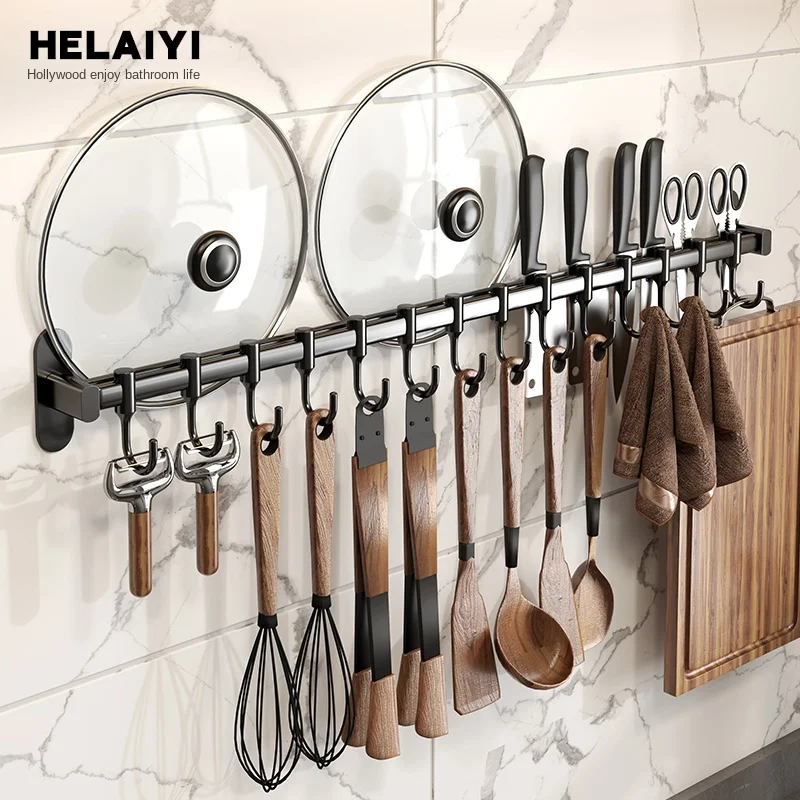 Kitchen shelf, stainless steel hook, pot spatula, spoon, shovel, wall mount, knife holder, hanger, rod hanger, no punching